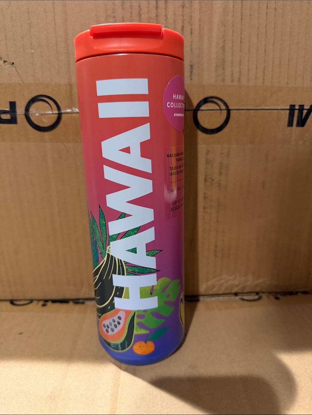 Starbucks Hawaii Gradient Red Pink Travel Tumbler